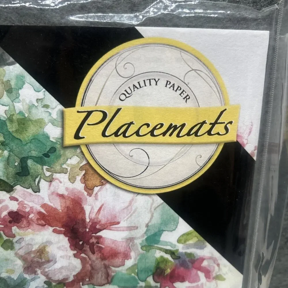 48 Counter Art Recyclable Paper Placemats Flowers Basket Bicycle USA 17